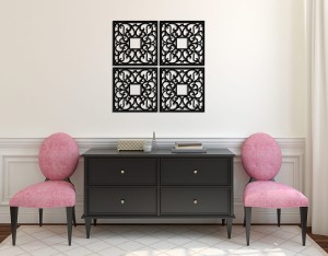 DEKORACYJNE PANELE AŻUROWE, ZESTAW 4 DEKORÓW ŚCIENNYCH CORNEILLE, SHABBY CHIC, FRANCUSKI STYL , CZARNY