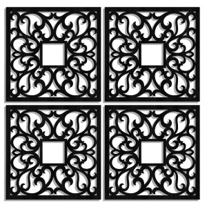 DEKORACYJNE PANELE AŻUROWE, ZESTAW 4 DEKORÓW ŚCIENNYCH CORNEILLE, SHABBY CHIC, FRANCUSKI STYL , CZARNY