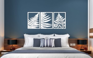 DEKORACYJNY TRYPTYK AŻUROWY, LIŚĆ PAPROCI, DEKORACJA ŚCIENNA 3D, ORNAMENT, PANELE AŻUROWE, 76 x 172 cm, CZARNY