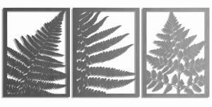 DEKORACYJNY TRYPTYK AŻUROWY, LIŚĆ PAPROCI, DEKORACJA ŚCIENNA 3D, ORNAMENT, PANELE AŻUROWE, 76 x 172 cm, CZARNY