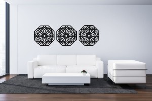 DEKORACYNY TRYPTYK MAROKAŃSKI, STYL MAROKAŃSKI, DEKORACJA ŚCIENNA 3D, ORNAMENT, ZŁOTY