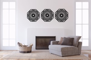 DEKORACYNY TRYPTYK MAROKAŃSKI, STYL MAROKAŃSKI, DEKORACJA ŚCIENNA 3D, ORNAMENT, ZŁOTY