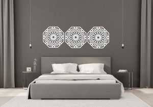 DEKORACYNY TRYPTYK MAROKAŃSKI, STYL MAROKAŃSKI, DEKORACJA ŚCIENNA 3D, ORNAMENT, ZŁOTY