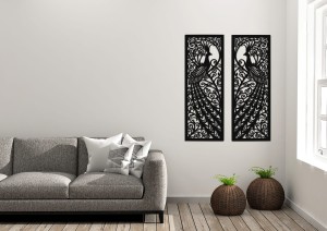 DEKORACYJNE PANELE AŻUROWE, PAW, SECESJA, ART NOUVEAU, DEKORACJA ŚCIENNA 3D, ORNAMENT,CZARNY