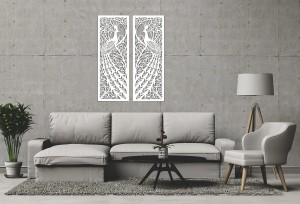 DEKORACYJNE PANELE AŻUROWE, PAW, SECESJA, ART NOUVEAU, DEKORACJA ŚCIENNA 3D, ORNAMENT,CZARNY