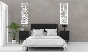 DEKORACYJNE PANELE AŻUROWE, PAW, SECESJA, ART NOUVEAU, DEKORACJA ŚCIENNA 3D, ORNAMENT,CZARNY