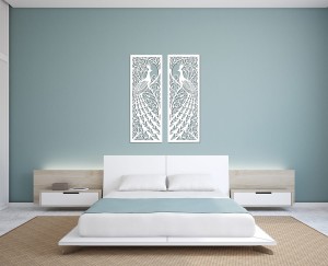 DEKORACYJNE PANELE AŻUROWE, PAW, SECESJA, ART NOUVEAU, DEKORACJA ŚCIENNA 3D, ORNAMENT,CZARNY