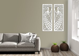 DEKORACYJNE PANELE AŻUROWE, PAW, SECESJA, ART NOUVEAU, DEKORACJA ŚCIENNA 3D, ORNAMENT,CZARNY