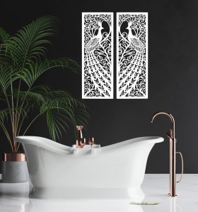 DEKORACYJNE PANELE AŻUROWE, PAW, SECESJA, ART NOUVEAU, DEKORACJA ŚCIENNA 3D, ORNAMENT,CZARNY