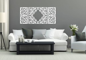 AŻUROWY TRYPTYK DEKORACYJNY, CLEMENTINE,  DEKORACJA ŚCIENNA 3D, WŁOSKI STYL, ORNAMENT,75 x 160 cm, CZARNY