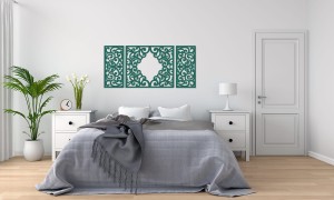 AŻUROWY TRYPTYK DEKORACYJNY, CLEMENTINE,  DEKORACJA ŚCIENNA 3D, WŁOSKI STYL, ORNAMENT,75 x 160 cm, BIAŁY