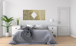 AŻUROWY TRYPTYK DEKORACYJNY, CLEMENTINE,  DEKORACJA ŚCIENNA 3D, WŁOSKI STYL, ORNAMENT,75 x 160 cm, MIEDZIANY