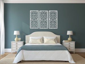 DEKORACYJNE PANELE AŻUROWE, ZESTAW 3 DEKORÓW,  LOTOS STYLE, DEKORACJA ŚCIENNA 3D, 90 x 126 cm, ZŁOTY