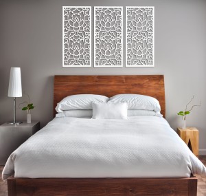 DEKORACYJNE PANELE AŻUROWE, ZESTAW 3 DEKORÓW,  LOTOS STYLE, DEKORACJA ŚCIENNA 3D, 90 x 126 cm, ZŁOTY