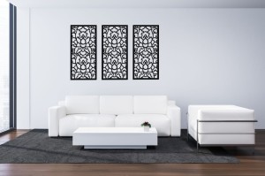 DEKORACYJNE PANELE AŻUROWE, ZESTAW 3 DEKORÓW,  LOTOS STYLE, DEKORACJA ŚCIENNA 3D, 90 x 126 cm, ZŁOTY