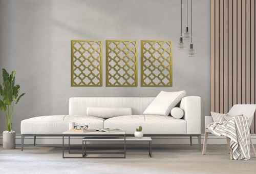 DEKORACYJNE PANELE AŻUROWE, MOROCCO STYLE,DEKORACJA ŚCIENNA 3D, ORNAMENT, ZŁOTY