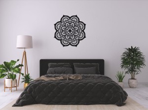 AŻUROWY PANEL DEKORACYJNY, MANDALA, YOGA, DEKORACJA  ŚCIENNA 3D,ORNAMENT,CZARNY