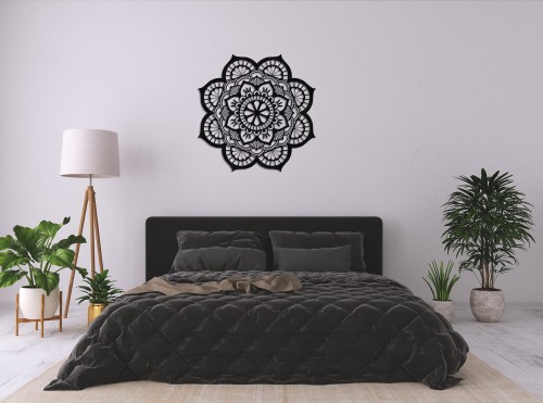 AŻUROWY PANEL DEKORACYJNY, MANDALA, YOGA, DEKORACJA  ŚCIENNA 3D,ORNAMENT,CZARNY