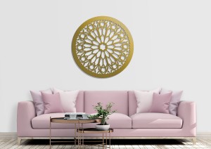 AŻUROWA ROZETA GOTYCKA,ROSE DU MIDI,  DEKORACJA ŚCIENNA 3D, ORNAMENT,60 CM, BIAŁY