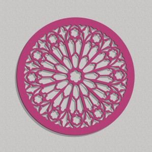 AŻUROWA ROZETA GOTYCKA,ROSE DU MIDI,  DEKORACJA ŚCIENNA 3D, ORNAMENT,60 CM, BIAŁY