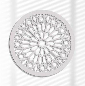 AŻUROWA ROZETA GOTYCKA,ROSE DU MIDI,  DEKORACJA ŚCIENNA 3D, ORNAMENT,60 CM, BIAŁY