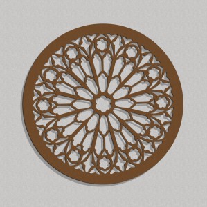 AŻUROWA ROZETA GOTYCKA,ROSE DU MIDI,  DEKORACJA ŚCIENNA 3D, ORNAMENT,60 CM, BIAŁY