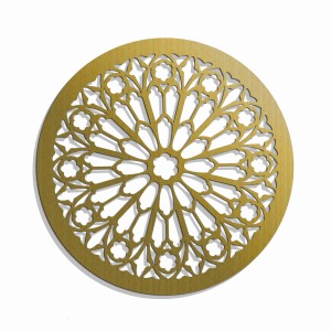 AŻUROWA ROZETA GOTYCKA,ROSE DU MIDI,  DEKORACJA ŚCIENNA 3D, ORNAMENT,60 CM, CZARNY