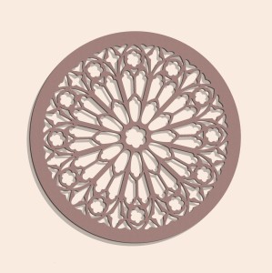 AŻUROWA ROZETA GOTYCKA,ROSE DU MIDI,  DEKORACJA ŚCIENNA 3D, ORNAMENT,60 CM, CZARNY