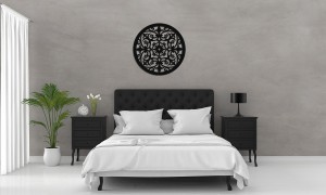 DEKORACYJNY PANEL AŻUROWY, VIOLETTE, DEKORACJA ŚCIENNA 3D, ORNAMENT, 60 cm, CZARNY