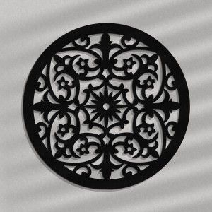 DEKORACYJNY PANEL AŻUROWY, VIOLETTE, DEKORACJA ŚCIENNA 3D, ORNAMENT, 60 cm, CZARNY