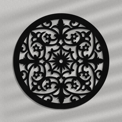 DEKORACYJNY PANEL AŻUROWY, VIOLETTE, DEKORACJA ŚCIENNA 3D, ORNAMENT, 60 cm, CZARNY