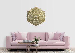 DEKORACYJNY PANEL AŻUROWY, ROZETA MAROKAŃSKA, DEKORACJA ŚCIENNA 3D, ORNAMENT, 60 cm, ZŁOTY