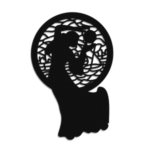 DEKORACYJNY PANEL AŻUROWY,  SECESJA, CAMILLE , DEKORACJA ŚCIENNA 3D,ORNAMENT, CZARNY