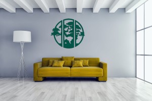 DEKORACYJNY TRYPTYK AŻUROWY, BONSAI, BOTANICZNA DEKORACJA ŚCIENNA, CZARNY