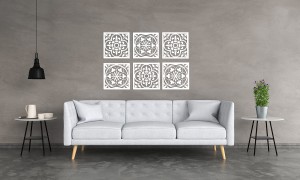 3D DEKORACYJNY PANELE AŻUROWE, ZESTAW 6 DEKORÓW, AZULEJOS, DEKORACJA ŚCIENNA, CZARNY