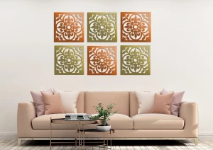 3D DEKORACYJNY PANELE AŻUROWE, ZESTAW 6 DEKORÓW, AZULEJOS, DEKORACJA ŚCIENNA, CZARNY