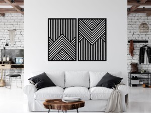 PANNEAUX GÉOMÉTRIQUES DÉCORATIFS 3D, DÉCORATION MURALE MODERNE, NOIR