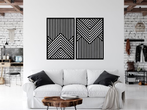 PANNEAUX GÉOMÉTRIQUES DÉCORATIFS 3D, DÉCORATION MURALE MODERNE, NOIR
