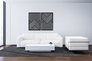 PANNEAUX GÉOMÉTRIQUES DÉCORATIFS 3D, DÉCORATION MURALE MODERNE, NOIR