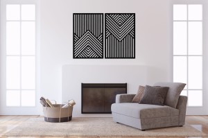 PANNEAUX GÉOMÉTRIQUES DÉCORATIFS 3D, DÉCORATION MURALE MODERNE, NOIR