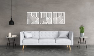 PANNEAUX GÉOMÉTRIQUES DÉCORATIFS 3D, DÉCORATION MURALE MODERNE, BLANCS