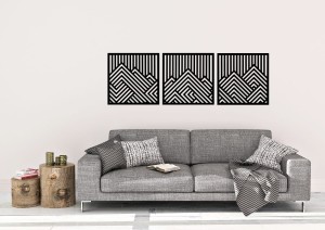 PANNEAUX GÉOMÉTRIQUES DÉCORATIFS 3D, DÉCORATION MURALE MODERNE, NOIR