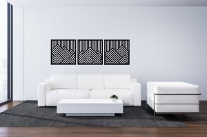PANNEAUX GÉOMÉTRIQUES DÉCORATIFS 3D, DÉCORATION MURALE MODERNE, NOIR