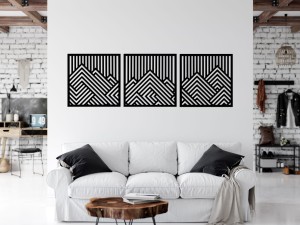 PANNEAUX GÉOMÉTRIQUES DÉCORATIFS 3D, DÉCORATION MURALE MODERNE, NOIR
