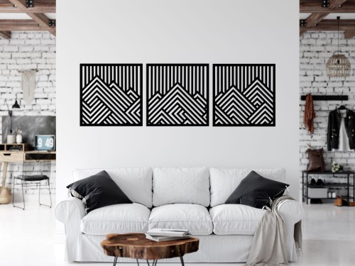 PANNEAUX GÉOMÉTRIQUES DÉCORATIFS 3D, DÉCORATION MURALE MODERNE, NOIR