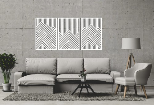 PANNEAUX GÉOMÉTRIQUES DÉCORATIFS 3D, DÉCORATION MURALE MODERNE, BLANCS