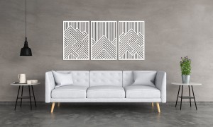 PANNEAUX GÉOMÉTRIQUES DÉCORATIFS 3D, DÉCORATION MURALE MODERNE, BLANCS