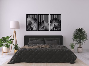 3D DEKORACYJNE PANELE GEOMETRYCZNE, NOWOCZESNA DEKORACJA ŚCIENNA, CZARNY