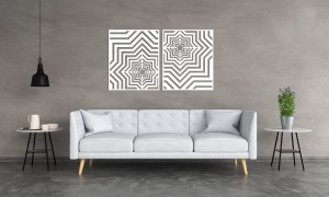 3D DEKORACYJNE PANELE GEOMETRYCZNE, MINIMALISTYCZNA DEKORACJA ŚCIENNA, BIAŁY