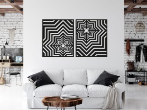 3D DEKORACYJNE PANELE GEOMETRYCZNE, MINIMALISTYCZNA DEKORACJA ŚCIENNA, CZARNY